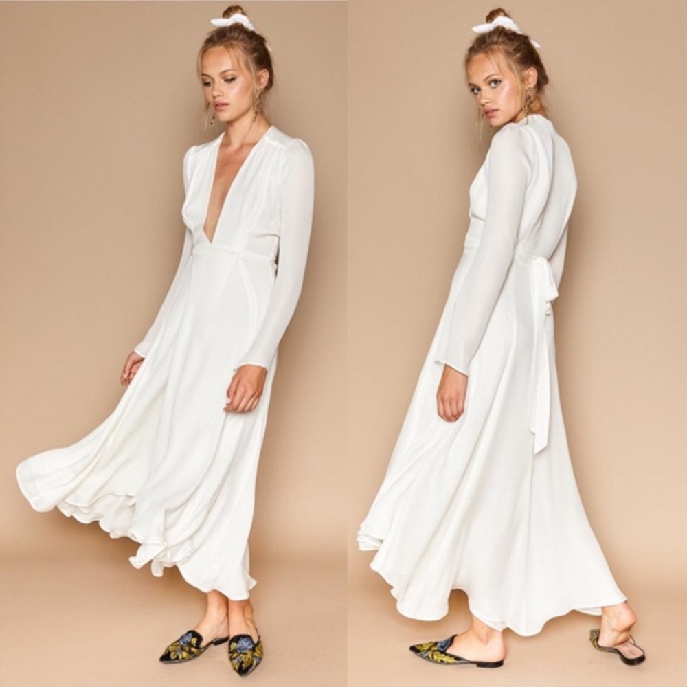 Stone cold fox silk wrap gown “nico”